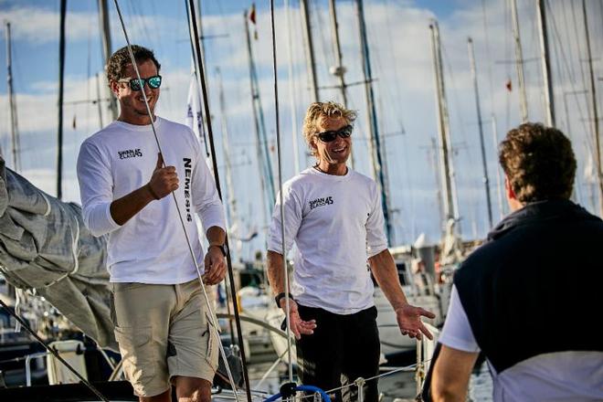 Ben Harris and James Heald saying farewell before the start - RORC Transatlantic Race © RORC / James Mitchell